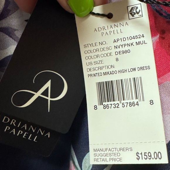 NWT Adrianna Papell Women's Printed Mikado High Low Dress SZ 8 - Picture 7 of 8